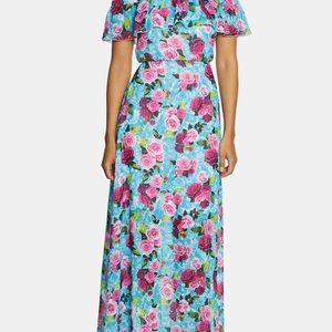 Betsy Johnson Floral off-the-shoulder Maxi dress; size 14; NWT